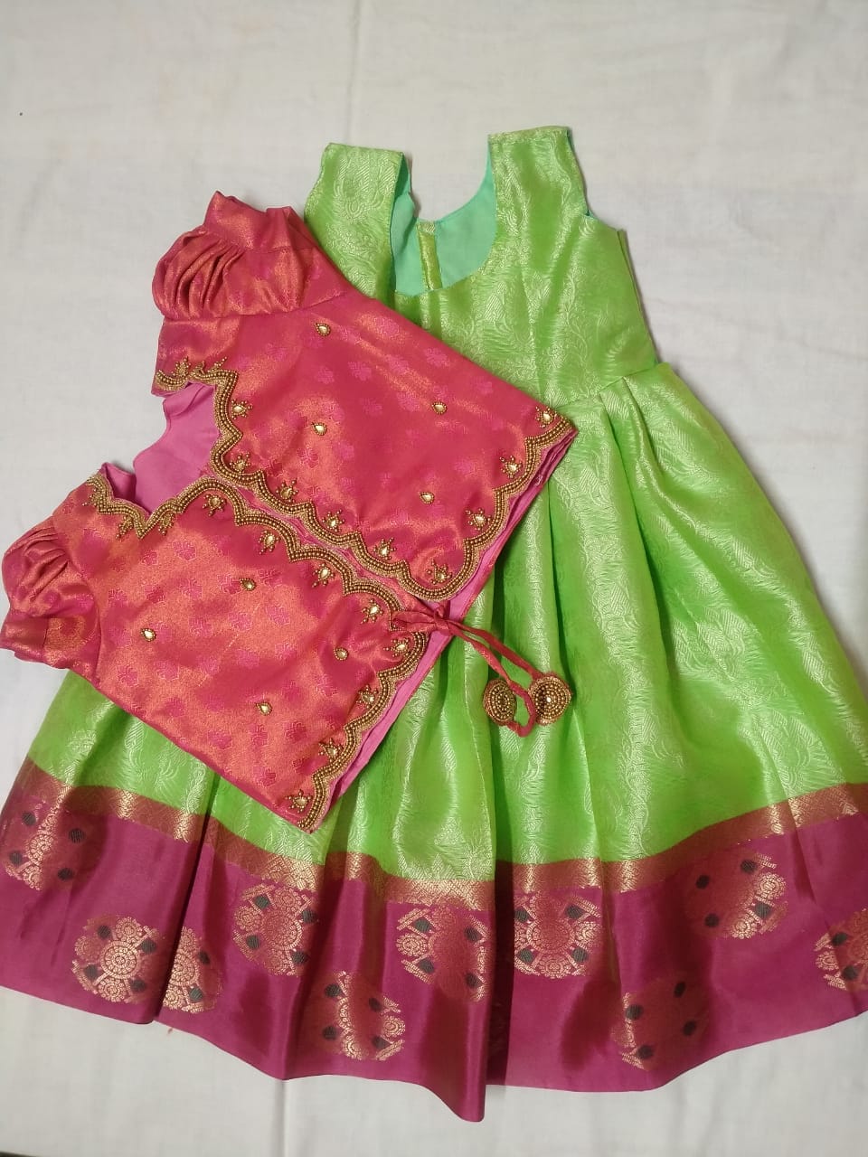 Kids - Girls Silk Pavadai set