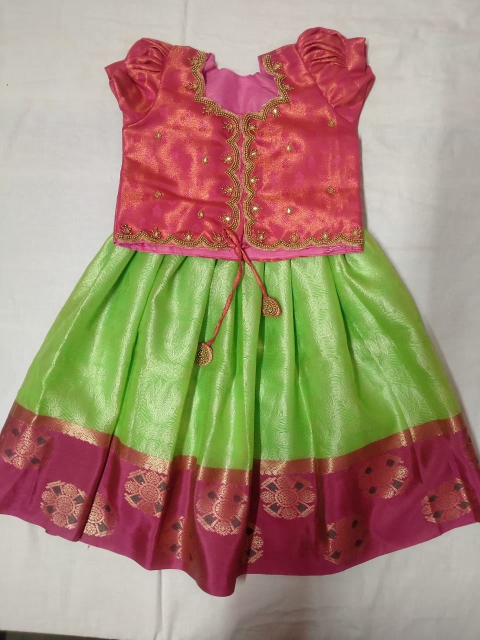 Kids - Girls Silk Pavadai set