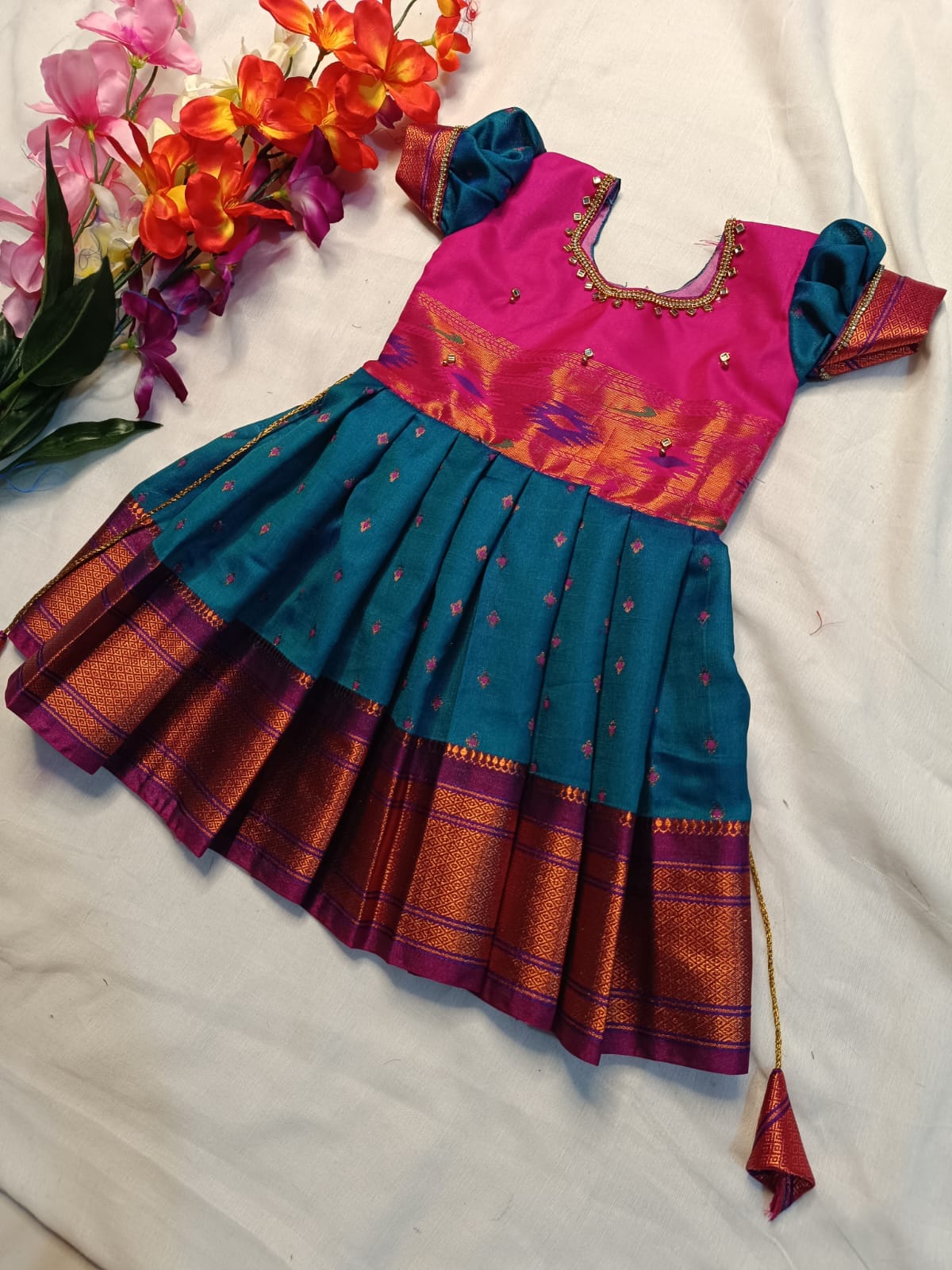 Kid's paithani silk frock