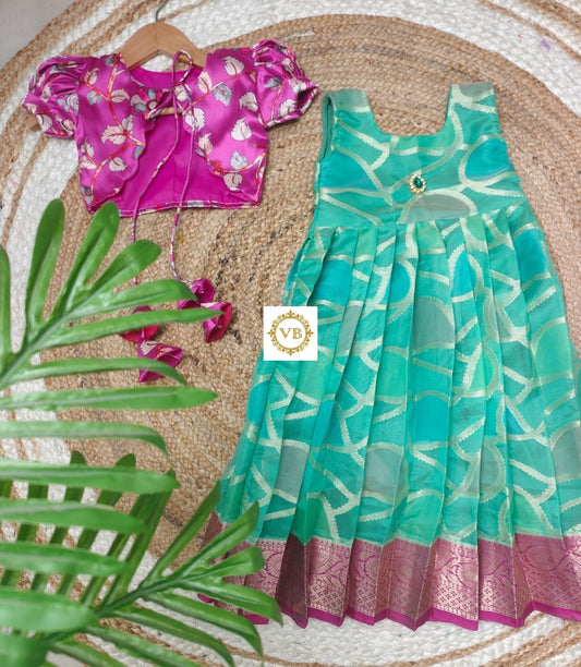 Girls - Silk pavadai set