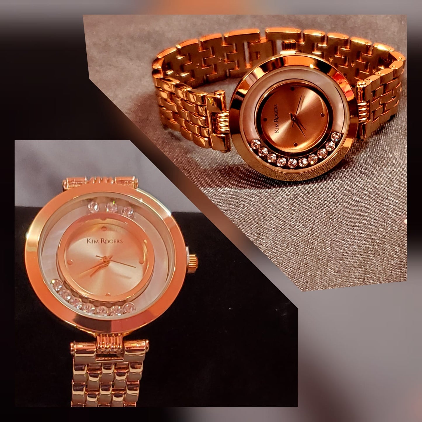 Women KR Watch-Rose Gold with rotating Crystals