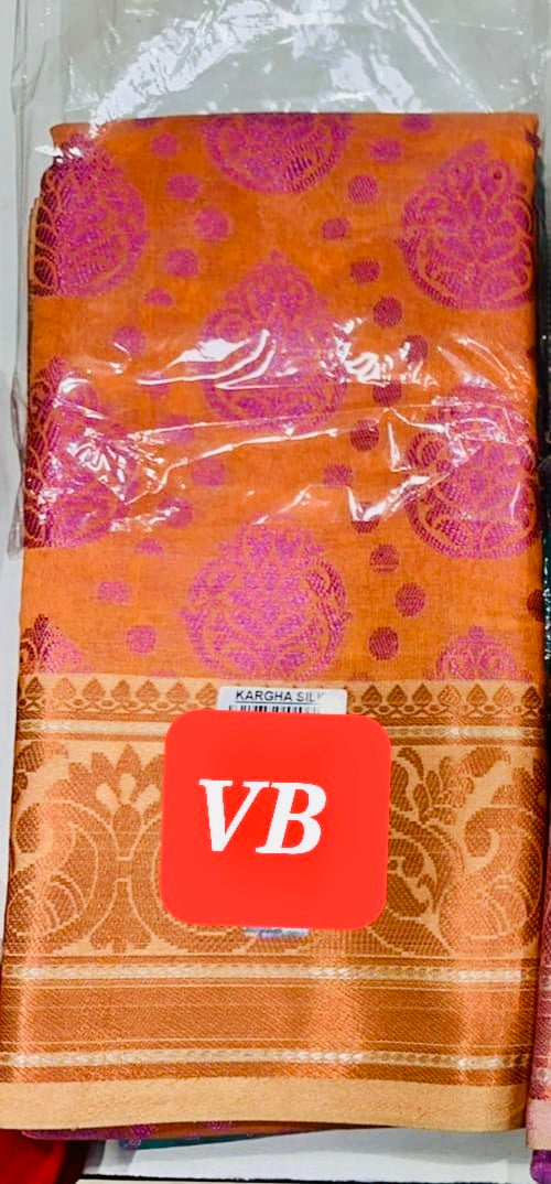 Kargha silk saree- Orange