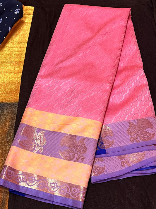 Kanchipuram Silk Saree- Pink & Purple