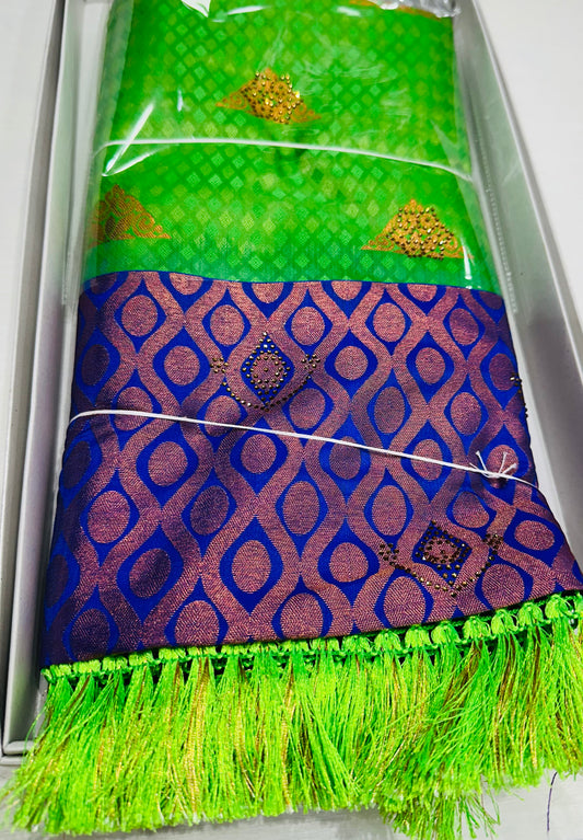 Saree- Designer silk with stone work-Green