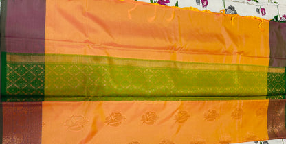 Kanchipuram Silk saree - Orange and green