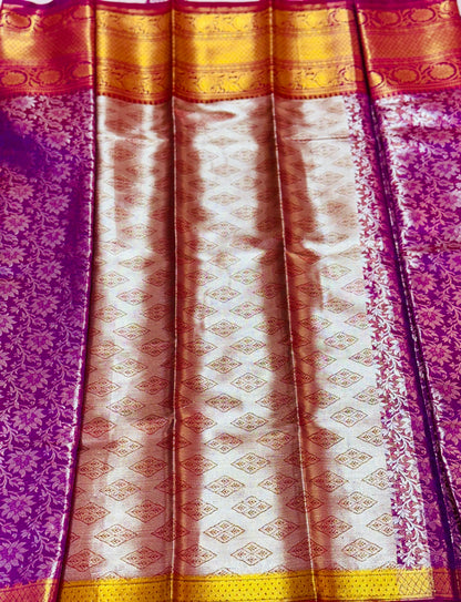 Kanchipuram Tissue Silk saree - Pink & Gold toned