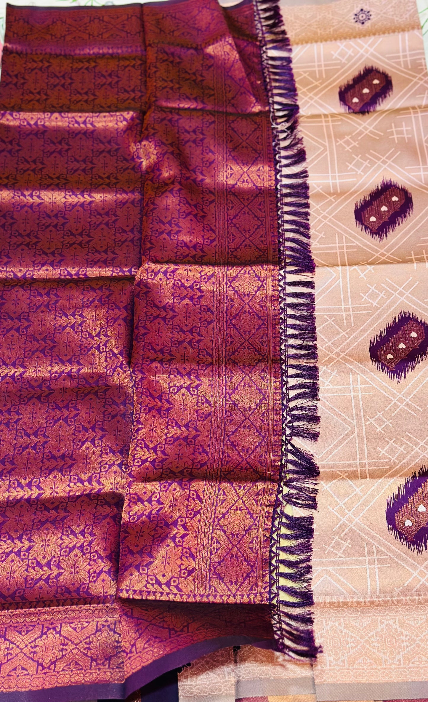 Soft silk saree - Purple copper