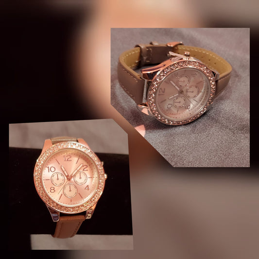 Women GenV Watch-Leather with Crystals