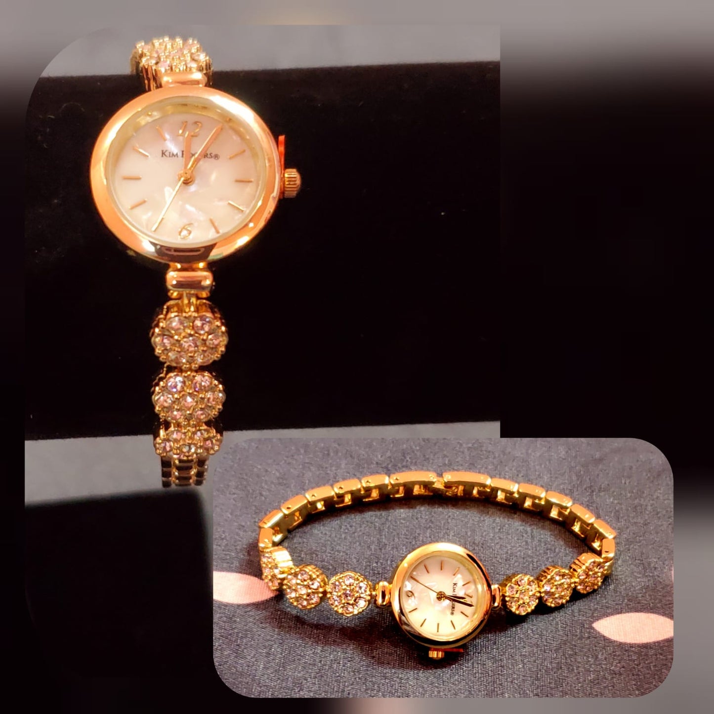 Women KR Watch- Gold with Crystals