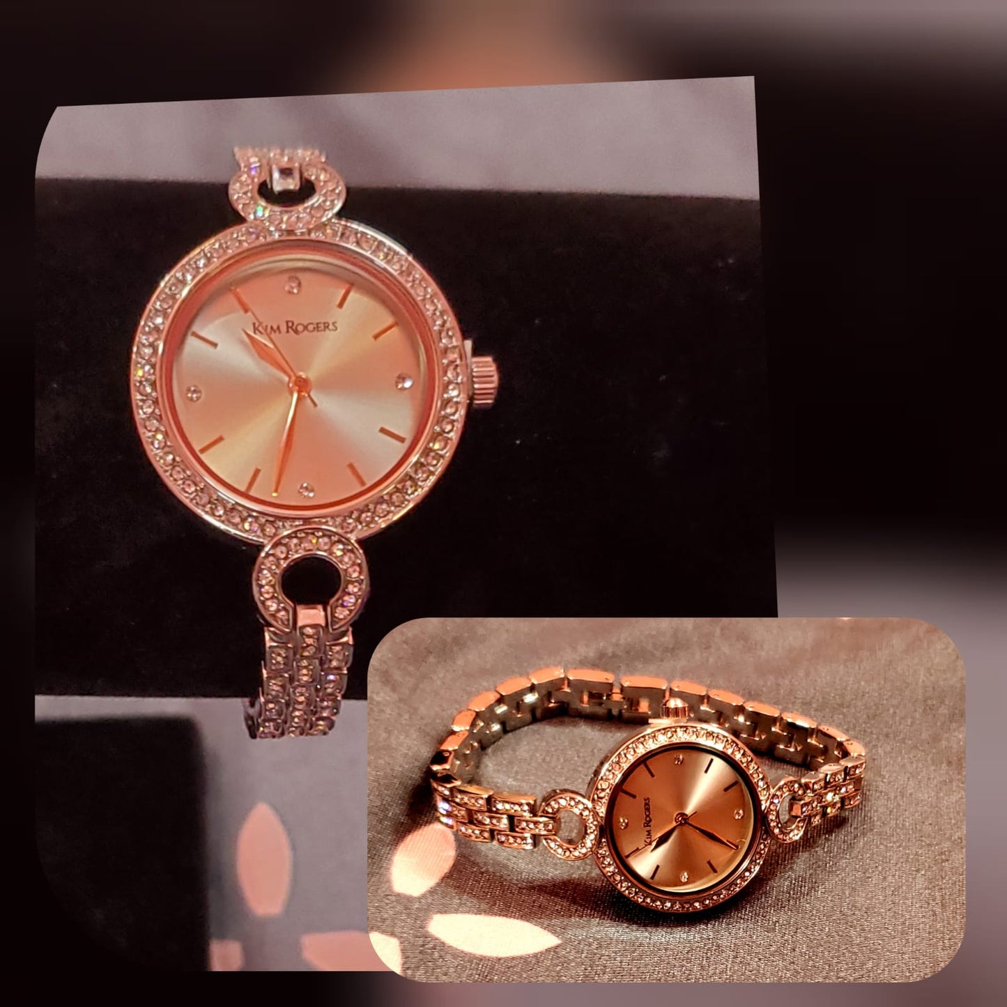 Women KR watch- Rose gold bracelet model with crystals