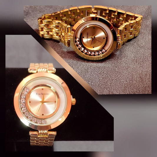 Women KR watch- Gold with rotating crystals