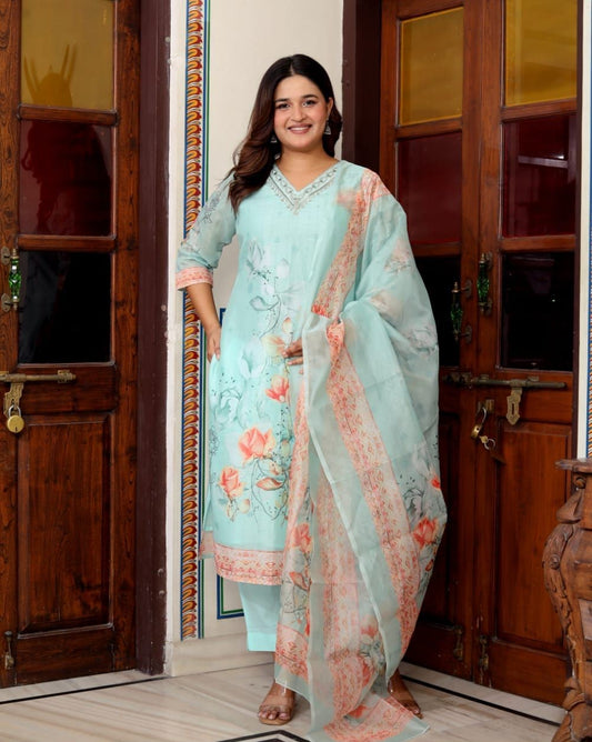 Women Organza Kurta suit -Multiple colours