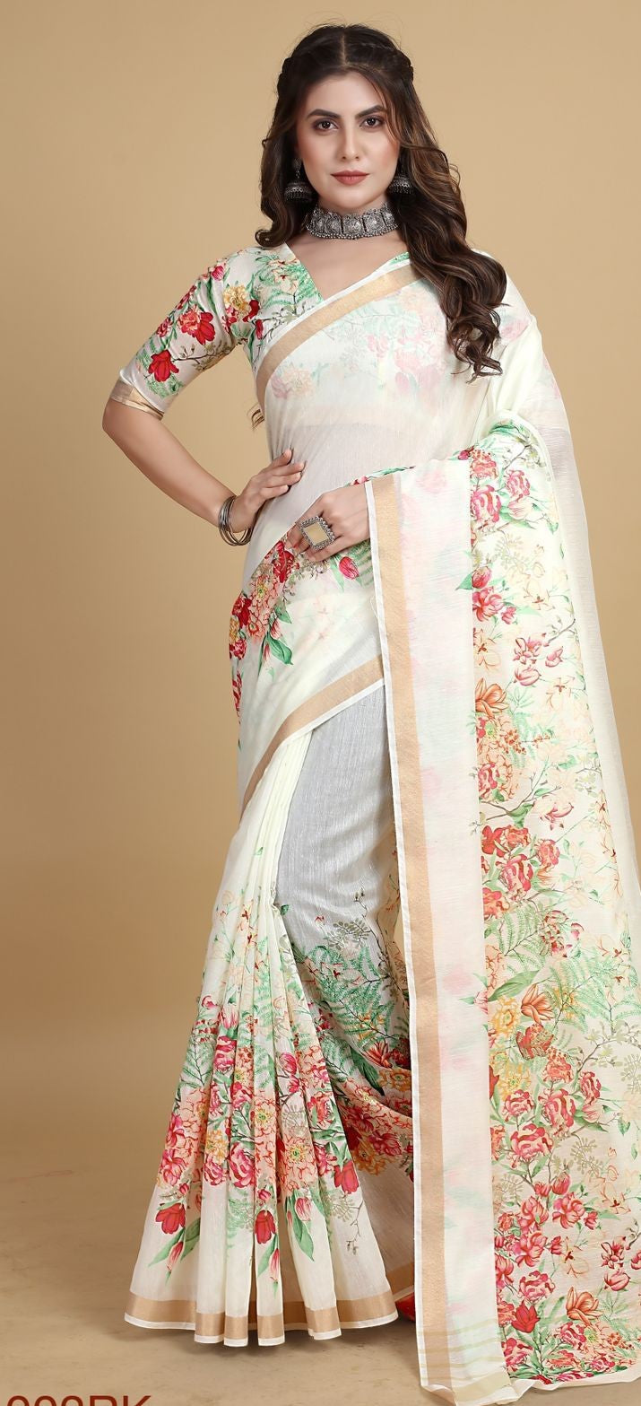 Linen Cotton Saree -Multiple Colors