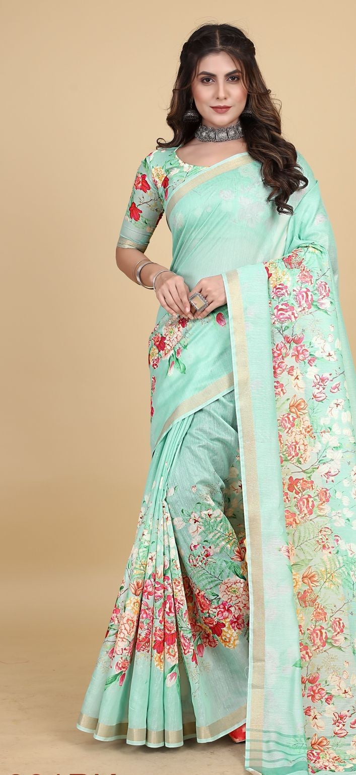 Linen Cotton Saree -Multiple Colors