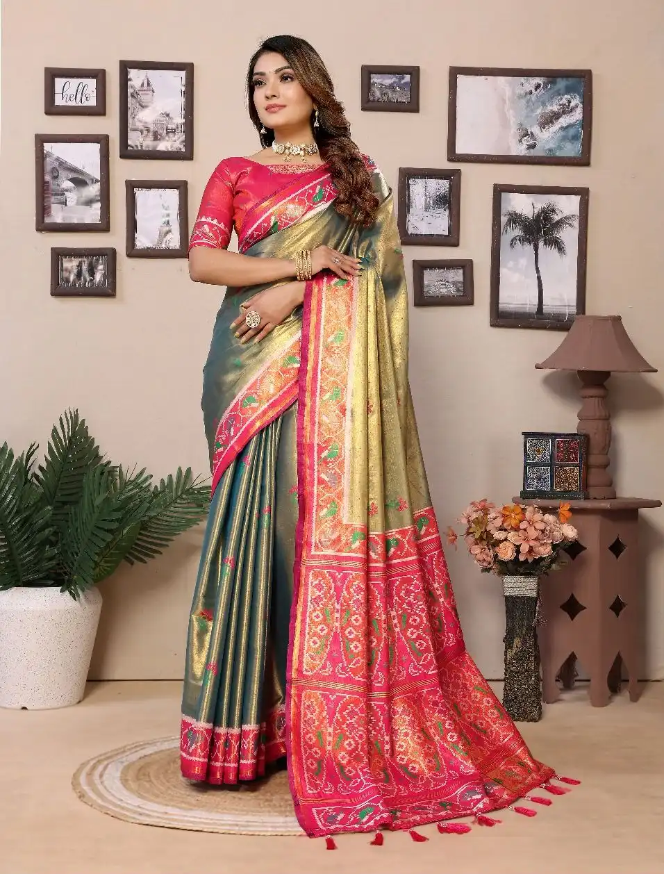 banaras tissue silk - multiple colors