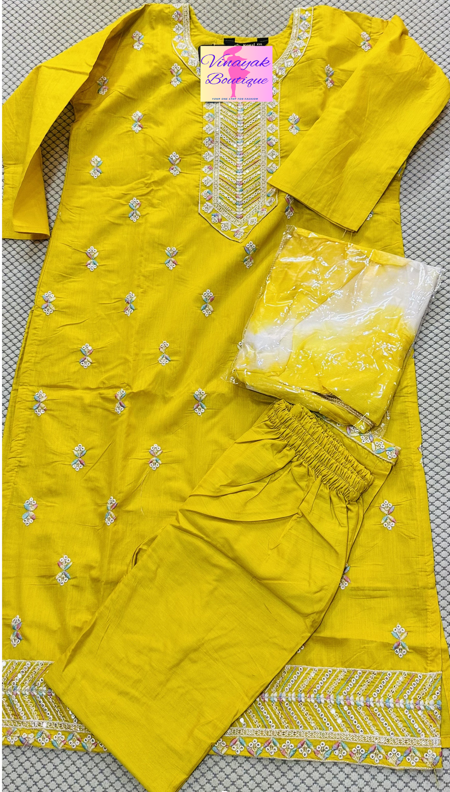 Soft cotton - Kurthi suit Mustard